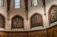Sanctuary Panels, five bronze panels representing the Holy Name of Jesus