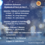 Celebrant Schedule – Weekend of 02-07-21