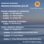 Celebrant Schedule – Weekend of 09-19-21