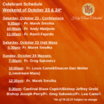 Celebrant Schedule – Weekend of 10-24-21