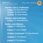 Presider Schedule for Weekend of June 4