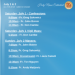 REV Presider Schedule for Weekend of July 2
