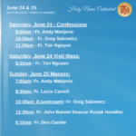 REV Presider Schedule for Weekend of June 25
