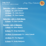REV REV Presider Schedule for Weekend of July 2