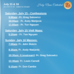 Presider Schedule for Weekend of July 16