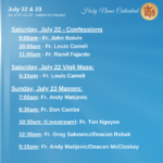 Presider Schedule for Weekend of July 23