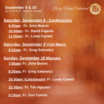 Presider Schedule for Weekend of September 10