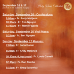 Presider Schedule for Weekend of September 17