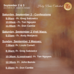 Presider Schedule for Weekend of September 3