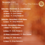 Presider Schedule for Weekend of November 5
