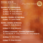 Presider Schedule for Weekend of October 15