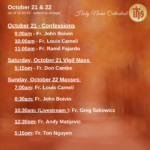 Presider Schedule for Weekend of October 22