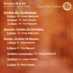 Presider Schedule for Weekend of October 29