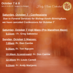 Presider Schedule for Weekend of October 8
