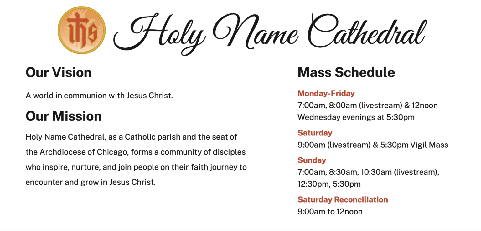 Home Page Holy Name Cathedral Parish Holy Name Cathedral Parish